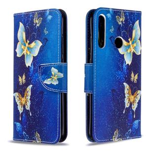 For Huawei P40 Lite E / Y7P Colored Drawing Horizontal Flip Leather Case with Holder & Card Slots & Wallet(Golden Butterfly)