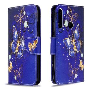 For Huawei P40 Lite E / Y7P Colored Drawing Horizontal Flip Leather Case with Holder & Card Slots & Wallet(Purple Butterfly)