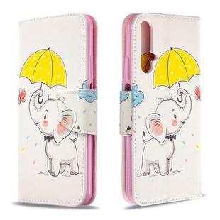 For Huawei Honor 20S Colored Drawing Horizontal Flip Leather Case with Holder & Card Slots & Wallet(Elephant under the Umbrella)