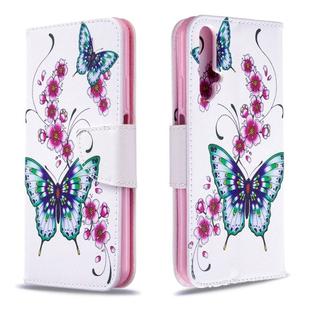 For Huawei Honor 20S Colored Drawing Horizontal Flip Leather Case with Holder & Card Slots & Wallet(Peach Blossom and Butterfly)