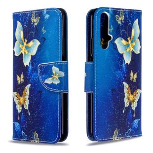 For Huawei Honor 20S Colored Drawing Horizontal Flip Leather Case with Holder & Card Slots & Wallet(Golden Butterfly)
