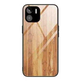 For Xiaomi Redmi A1 4G Wood Grain Glass Phone Case(Yellow)
