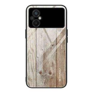 For Xiaomi Poco M5 Wood Grain Glass Phone Case(Grey)