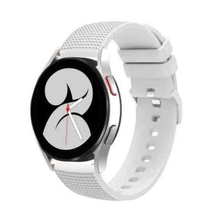 For Samsung Galaxy Watch5 40mm/44mm / Watch5 Pro 20mm Pockmarked Silver Buckle Silicone Watch Band(White)