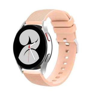 For Samsung Galaxy Watch5 40mm/44mm / Watch5 Pro 20mm Pockmarked Silver Buckle Silicone Watch Band(Pink)