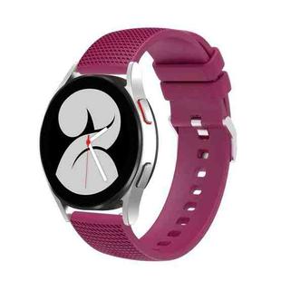 For Samsung Galaxy Watch5 40mm/44mm / Watch5 Pro 20mm Pockmarked Silver Buckle Silicone Watch Band(Purple Red)
