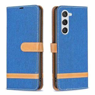 For Samsung Galaxy S23 5G Color Block Denim Texture Leather Phone Case(Royal Blue)