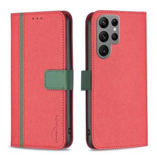 For Samsung Galaxy S23 Ultra 5G BF13 Color Matching Cross Texture Leather Phone Case(Red)