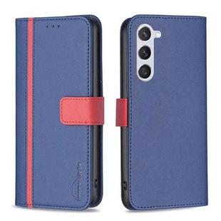 For Samsung Galaxy S23 5G BF13 Color Matching Cross Texture Leather Phone Case(Blue)