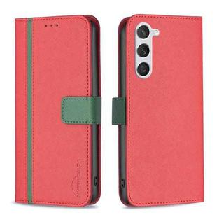 For Samsung Galaxy S23 5G BF13 Color Matching Cross Texture Leather Phone Case(Red)