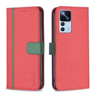 For Xiaomi 12T / 12T Pro / Redmi K50 Ultra BF13 Color Matching Cross Texture Leather Phone Case(Red)