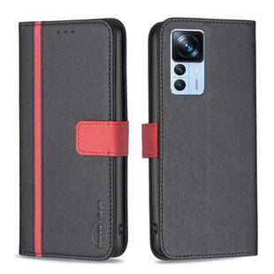 For Xiaomi 12T / 12T Pro / Redmi K50 Ultra BF13 Color Matching Cross Texture Leather Phone Case(Black)