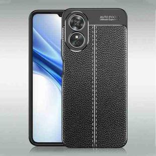 For OPPO A17 Litchi Texture Shockproof TPU Phone Case(Black)