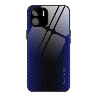 For Xiaomi Redmi A1 4G Texture Gradient Glass TPU Phone Case(Dark Blue)