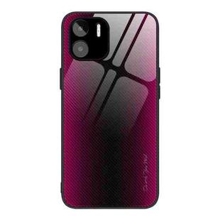 For Xiaomi Redmi A1 4G Texture Gradient Glass TPU Phone Case(Rose Red)