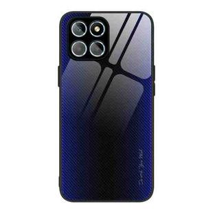 For Honor X8 Texture Gradient Glass TPU Phone Case(Dark Blue)