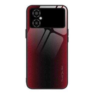For Xiaomi Poco M4 Texture Gradient Glass TPU Phone Case(Red)