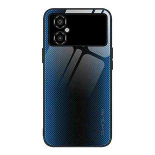 For Xiaomi Poco M4 Texture Gradient Glass TPU Phone Case(Blue)