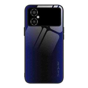 For Xiaomi Poco M4 Texture Gradient Glass TPU Phone Case(Dark Blue)