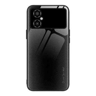 For Xiaomi Poco M4 Texture Gradient Glass TPU Phone Case(Black)