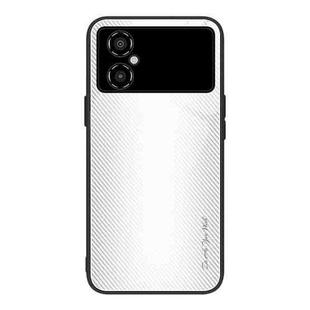 For Xiaomi Poco M4 Texture Gradient Glass TPU Phone Case(White)