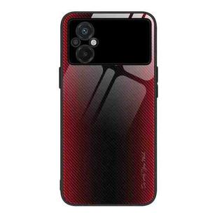 For Xiaomi Poco M5 Texture Gradient Glass TPU Phone Case(Red)