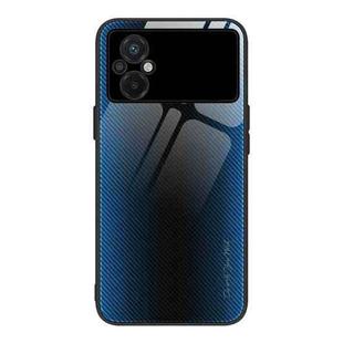 For Xiaomi Poco M5 Texture Gradient Glass TPU Phone Case(Blue)