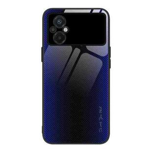 For Xiaomi Poco M5 Texture Gradient Glass TPU Phone Case(Dark Blue)