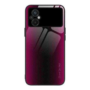 For Xiaomi Poco M5 Texture Gradient Glass TPU Phone Case(Rose Red)