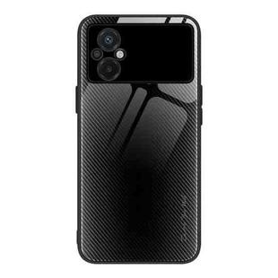 For Xiaomi Poco M5 Texture Gradient Glass TPU Phone Case(Black)