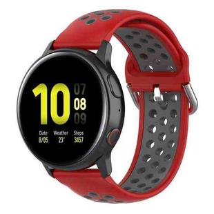 For Galaxy Watch Active2 / Active 20mm Clasp Two Color Sport Watch Band(Red + Grey)