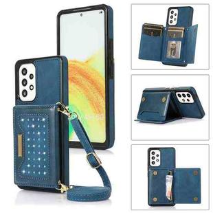 For Samsung Galaxy A52 5G/A52s 5G Three-fold RFID Leather Phone Case with Lanyard(Blue)