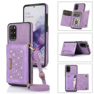 For Samsung Galaxy S20 FE Three-fold RFID Leather Phone Case with Lanyard(Purple)