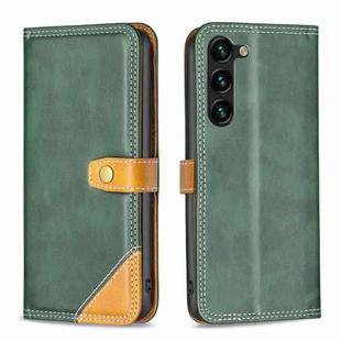 For Samsung Galaxy S23+ 5G Color Matching Double Sewing Thread Leather Phone Case(Green)
