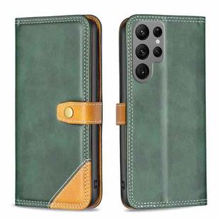 For Samsung Galaxy S23 Ultra 5G Color Matching Double Sewing Thread Leather Phone Case(Green)