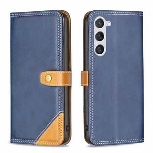For Samsung Galaxy S23 5G Color Matching Double Sewing Thread Leather Phone Case(Blue)