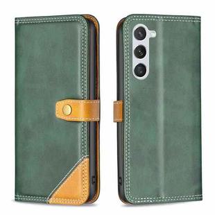 For Samsung Galaxy S23 5G Color Matching Double Sewing Thread Leather Phone Case(Green)