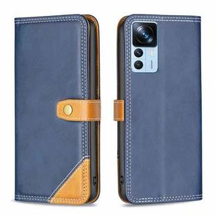 For Xiaomi 12T / 12T Pro / Redmi K50 Ultra Color Matching Double Sewing Thread Leather Phone Case(Blue)