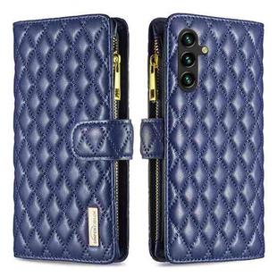 For Samsung Galaxy A14 5G Diamond Lattice Zipper Wallet Leather Flip Phone Case(Blue)