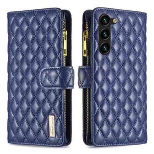 For Samsung Galaxy S23+ 5G Diamond Lattice Zipper Wallet Leather Flip Phone Case(Blue)