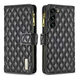 For Samsung Galaxy S23+ 5G Diamond Lattice Zipper Wallet Leather Flip Phone Case(Black)