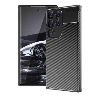 For Samsung Galaxy S23 Ultra 5G Carbon Fiber Texture Shockproof TPU Phone Case(Black)