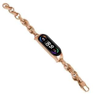 For Xiaomi Mi Band 5 / 6 Corrugated Twist Chain Metal Watch Band(Rose Gold)