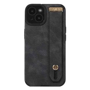 For iPhone 14 Plus Wrist Strap TPU Leather Phone Case(Black)