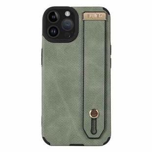 For iPhone 13 Pro Wrist Strap TPU Leather Phone Case(Green)