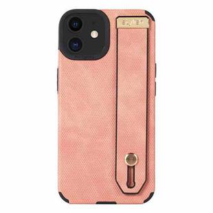 For iPhone 12 Wrist Strap TPU Leather Phone Case(Pink)