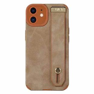 For iPhone 12 Wrist Strap TPU Leather Phone Case(Brown)