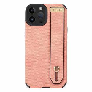 For iPhone 12 Pro Max Wrist Strap TPU Leather Phone Case(Pink)