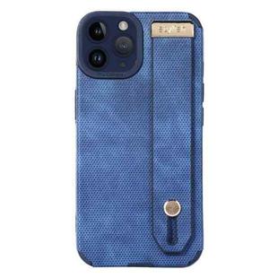 For iPhone 11 Pro Max Wrist Strap TPU Leather Phone Case(Blue)