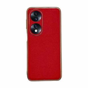 For Honor 70 Genuine Leather Luolai Series Nano Plating Phone Case(Red)